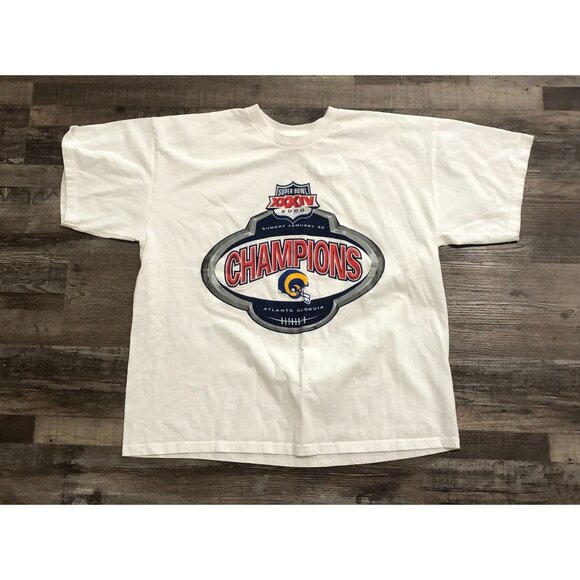 Vintage 2000 St. Louis Rams Super Bowl Champions Mens XL White T Shirt - Picture 1 of 6